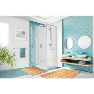 Cabine de douche - Ezya - Odyssea - Carré - 80 x 80 cm - Portes battantes
